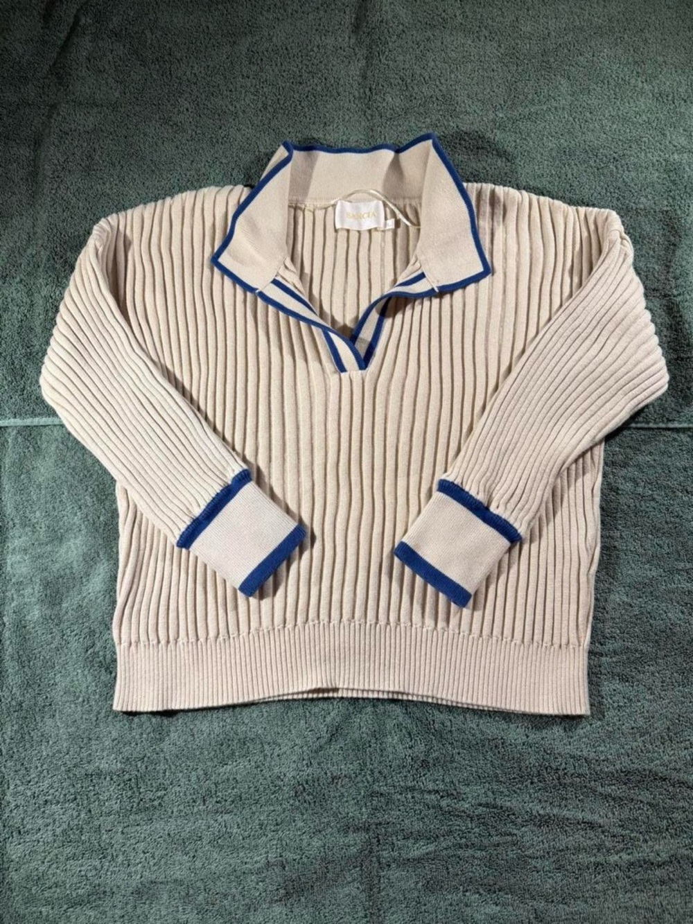 Sancia ‘the Atalie’ White Knit Top Sweater Preppy Knit Fisherman Size L - Picture 3 of 7